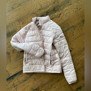 Blush pink everlane short puffer coat xs